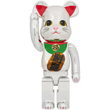 BE@RBRICK Maneki Neko Good Luck Silver Plated Luminous 1000%