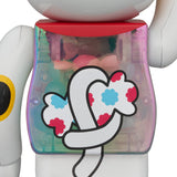 BE@RBRICK Manekineko Peko-chan White Plating with with luminescent milky 100% & 400%