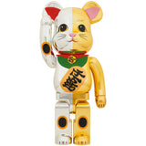 BE@RBRICK Maneki Neko Good Luck Silver x Ten Million Ryo Gold 1000%