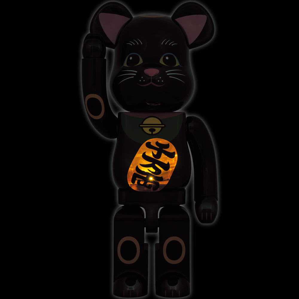 サイズ交換対象外 BE@RBRICK 招き猫 黒メッキ 発光 400％ 2体