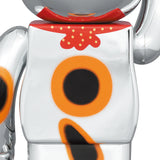 BE@RBRICK Manekineko Good Luck Ten Million Ryo Silver Plated 100% & 400%