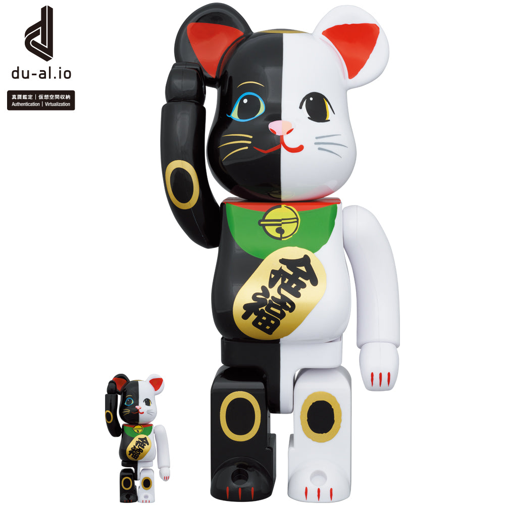 BE@RBRICK 招き猫 金運白×招福黒 招福黒×金運白100％＆400％-