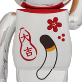 BE@RBRICK Manekineko Peko-chan Good Luck Silver Plated 1000%