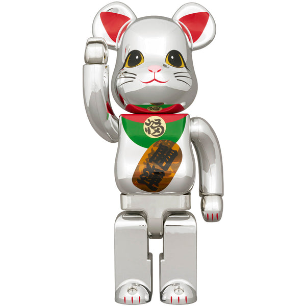 BE@RBRICK Maneki Neko Good Luck Silver Plated Luminous 400％