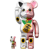 BE@RBRICK Manekineko Ten million ryo Silver Plated × Peach Gold Plated 100% & 400%