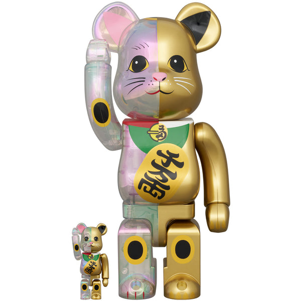 BE@RBRICK 招き猫 透明メッキ×金塗装 千万両 100％ & 400％