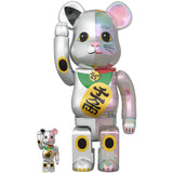 BE@RBRICK Maneki Neko Silver Paint×Clear Plating Ten million ryo 100% & 400% 