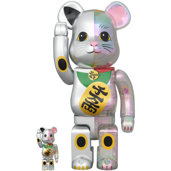BE@RBRICK 招き猫 銀塗装×透明メッキ 千万両 100％ & 400％