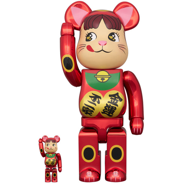 BE@RBRICK Maneki Neko Peko-chan old Fortune Double coin Plum pink gold Plating 100% & 400%
