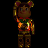 BE@RBRICK Manekineko Peko-chan Gold plated with luminescent milky 100％ & 400％
