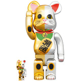 BE@RBRICK Maneki Neko Ten Million Ryo Gold x Good Luck Silver 100% & 400%