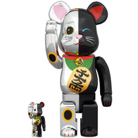 BE@RBRICK Manekineko Silver×Black 100％ & 400％